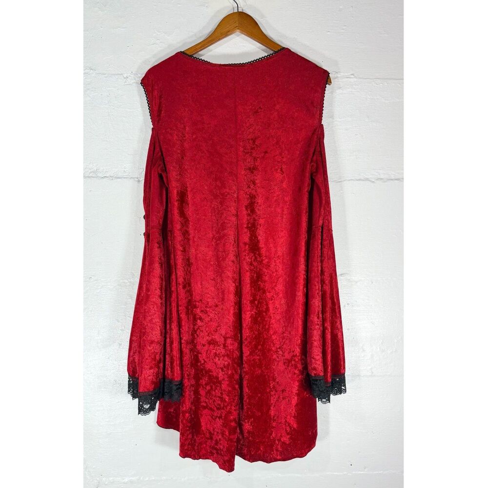 Lip Service Red Velvet Gothic Corset Dress Lace Up Mini Plus 2X VTG Y2K - Picture 9 of 13